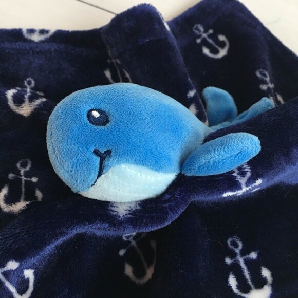 Baby Infant Soft Cuddly Plush Whale Anchor Blue Lovey Toy Blanket - Picture 4 of 5